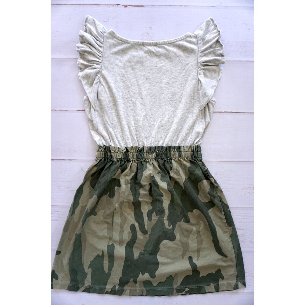 Crewcuts Girls' Knit/Woven Camo Dress in Grey Heather/Olive - Size 8 - Picture 2 of 5